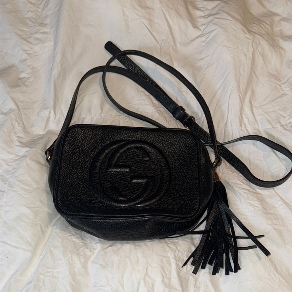 Gucci Disco SoHo Black Pebbled Leather Crossbody Bag